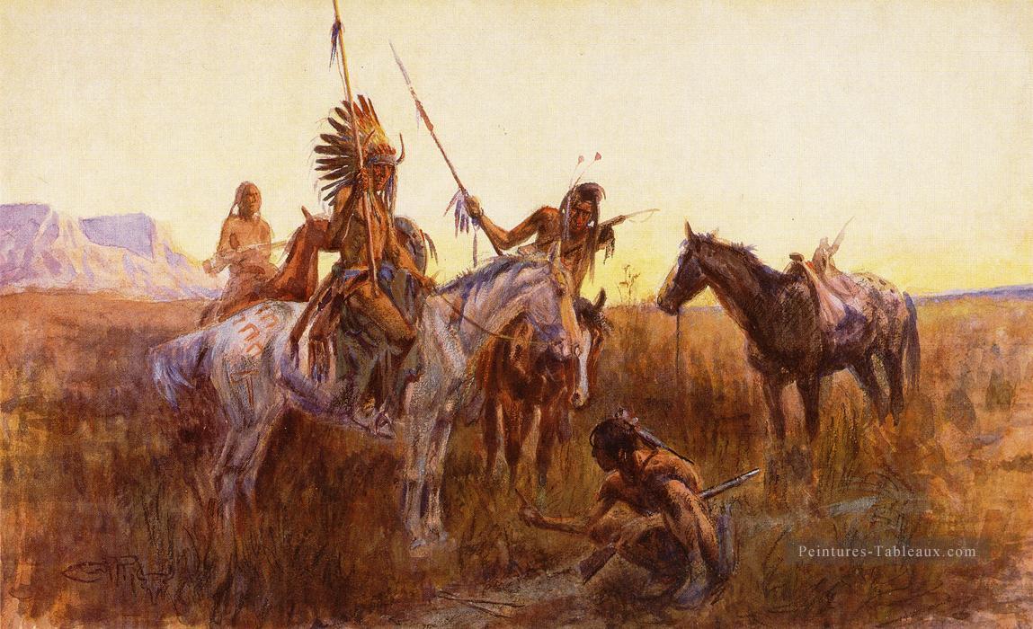 Les Indiens de Lost Trail Charles Marion Russell Indiana Peintures à l'huile